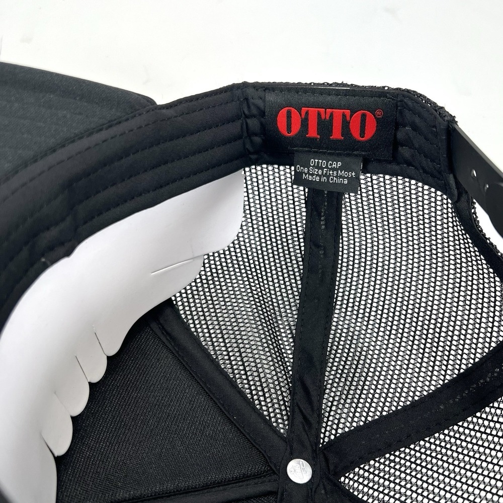 Van's Black & White Trucker Mesh Style Snap Back Hat/Cap with Cord by Otto - Picture 2 of 5